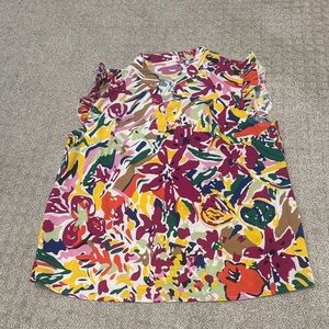 Multi color ruffle sleeve top